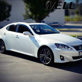 06-13 LEXUS IS ISF WITH CHROME TRIM TAPED-ON WINDOW DEFLECTORS