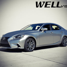 2014-20 LEXUS IS WITH CHROME TRIM TAPED-ON WINDOW DEFLECTORS
