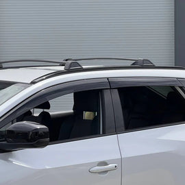 TOYOTA BZ4X / SUBARU SOLTERRA 2023+ WITH BLACK TRIM TAPED-ON WINDOW DEFLECTORS