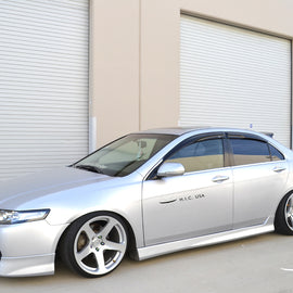 Smoke Tinted Acrylic Window Visors For 2004-2008 Acura TSX - With Red Mugen Style
