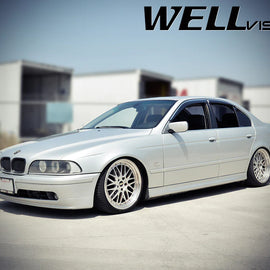 BMW E39 5-SERIES 97-03 WITH CHROME TRIM TAPED-ON WINDOW DEFLECTORS