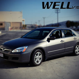 HONDA ACCORD SEDAN 03-07 WITH BLACK TRIM TAPED-ON WINDOW DEFLECTORS