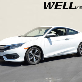 HONDA CIVIC COUPE 2016+ WITH CHROME TRIM TAPED-ON WINDOW DEFLECTORS