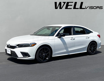 HONDA CIVIC SEDAN 2022+ WITH CHROME TRIM TAPED-ON WINDOW DEFLECTORS