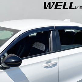 HONDA CIVIC SEDAN 2022+ WITH CHROME TRIM TAPED-ON WINDOW DEFLECTORS