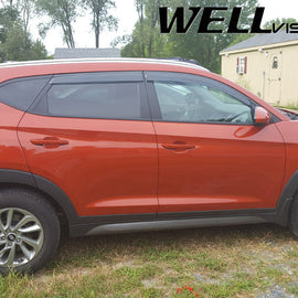 HYUNDAI TUCSON 16-21 WITH BLACK TRIM TAPED-ON WINDOW DEFLECTORS