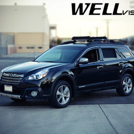 SUBARU OUTBACK 10-14 WITH CHROME TRIM TAPED-ON WINDOW DEFLECTORS