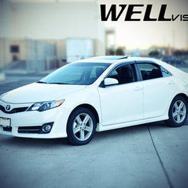 TOYOTA CAMRY 12-14 WITH CHROME TRIM TAPED-ON WINDOW DEFLECTORS