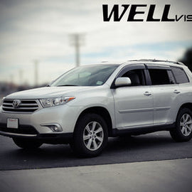 TOYOTA HIGHLANDER 08-13 WITH CHROME TRIM TAPED-ON WINDOW DEFLECTORS