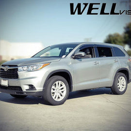 TOYOTA HIGHLANDER 14-19 WITH CHROME TRIM TAPED-ON WINDOW DEFLECTORS