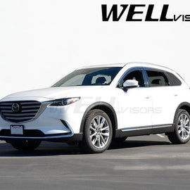 MAZDA CX-9 16-23 WITH CHROME TRIM TAPED-ON WINDOW DEFLECTORS